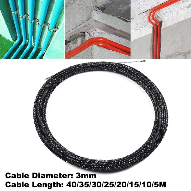 6 мм 5-40 м прочное направляющее устройство нейлон стекловолокно Электрический кабель толкатели воздуховод змеи роддер рыба ленты провода