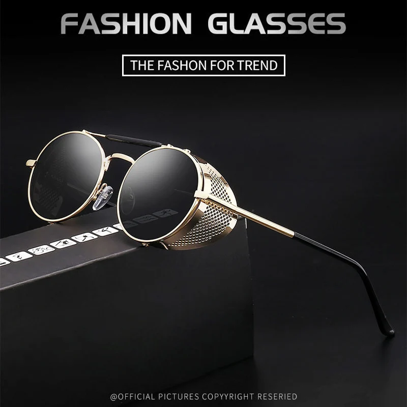 Солнцезащитные очки унисекс в стиле стимпанк для мужчин и женщин, Ретро стиль, брендовые дизайнерские круглые солнцезащитные очки, мужские очки в стиле стимпанк, UV400 Oculos De Sol