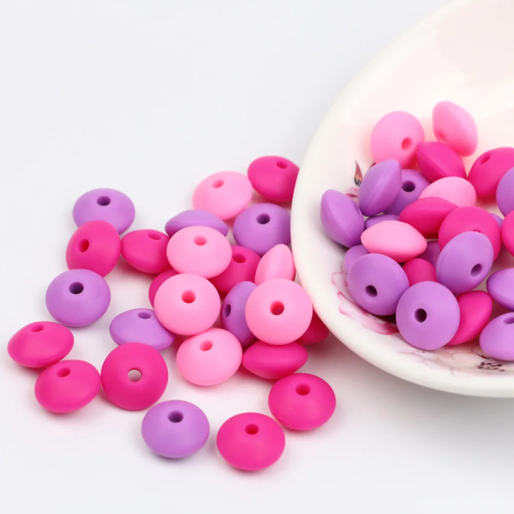 TYRY.HU 500pc Colorful Lentil Silicone Beads Food Grade Baby Chewable Teething Beads For Jewelry Making Necklace DIY BPA Free