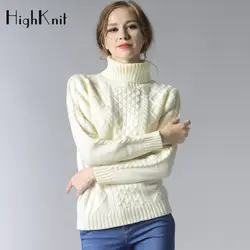 HighKnit водолазка свитер женский Осень 2018 зима вязаный свитер пуловер Винтаж Повседневный джемпер свитер Pull Femme Hiver