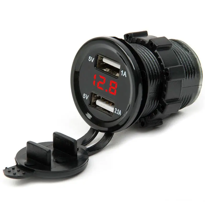 

Car Accessories Best Selling 12V DC Motorcycle Car 3.1A Dual USB LED Charger Socket Voltage Panel Car-Styling