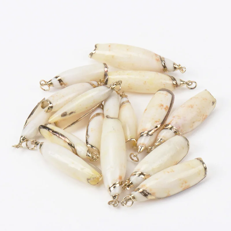 

White Natural Spiral Shell Gold Plated SeaShells for DIY handmade Home decoration jewelry making 5pcs