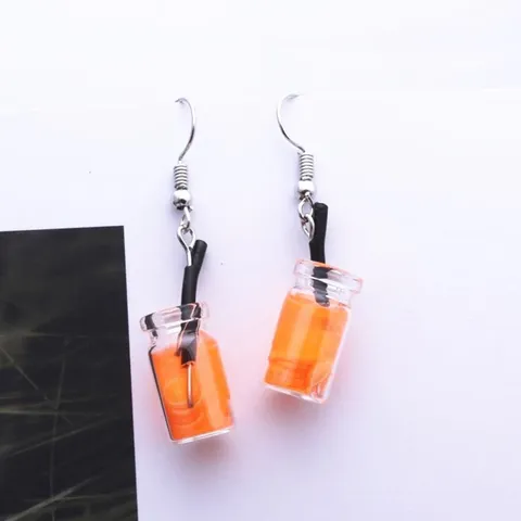 Creative Unique Bubble Tea Drop Earrings for Women Personality Milk Tea Drink Earring Funny Party Jewelry Girl Gift