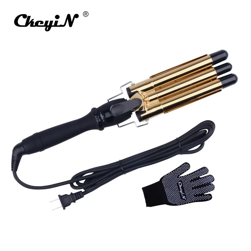 

LCD Temperature Display 3 Barrel 19mm Curling Iron Hair Curler Wand Fast Heating Hair Styling Tool Tourmaline Ceramic Beauty 456