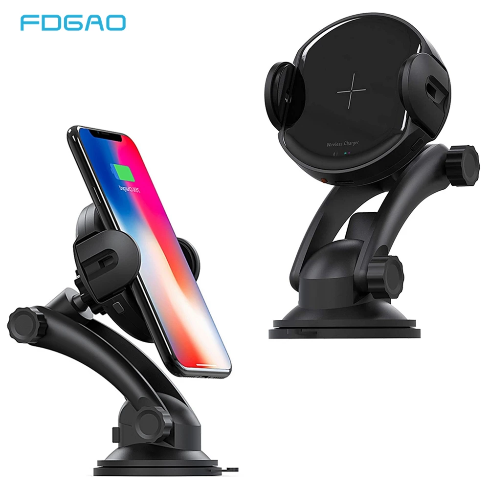 FDGAO 15 W تشى سيارة لاسلكية شاحن آيفون XR XS ماكس X 8 التلقائي حامل هاتف الهواء تنفيس سريع كابل شحن لهواتف سامسونج S10 S9 S8