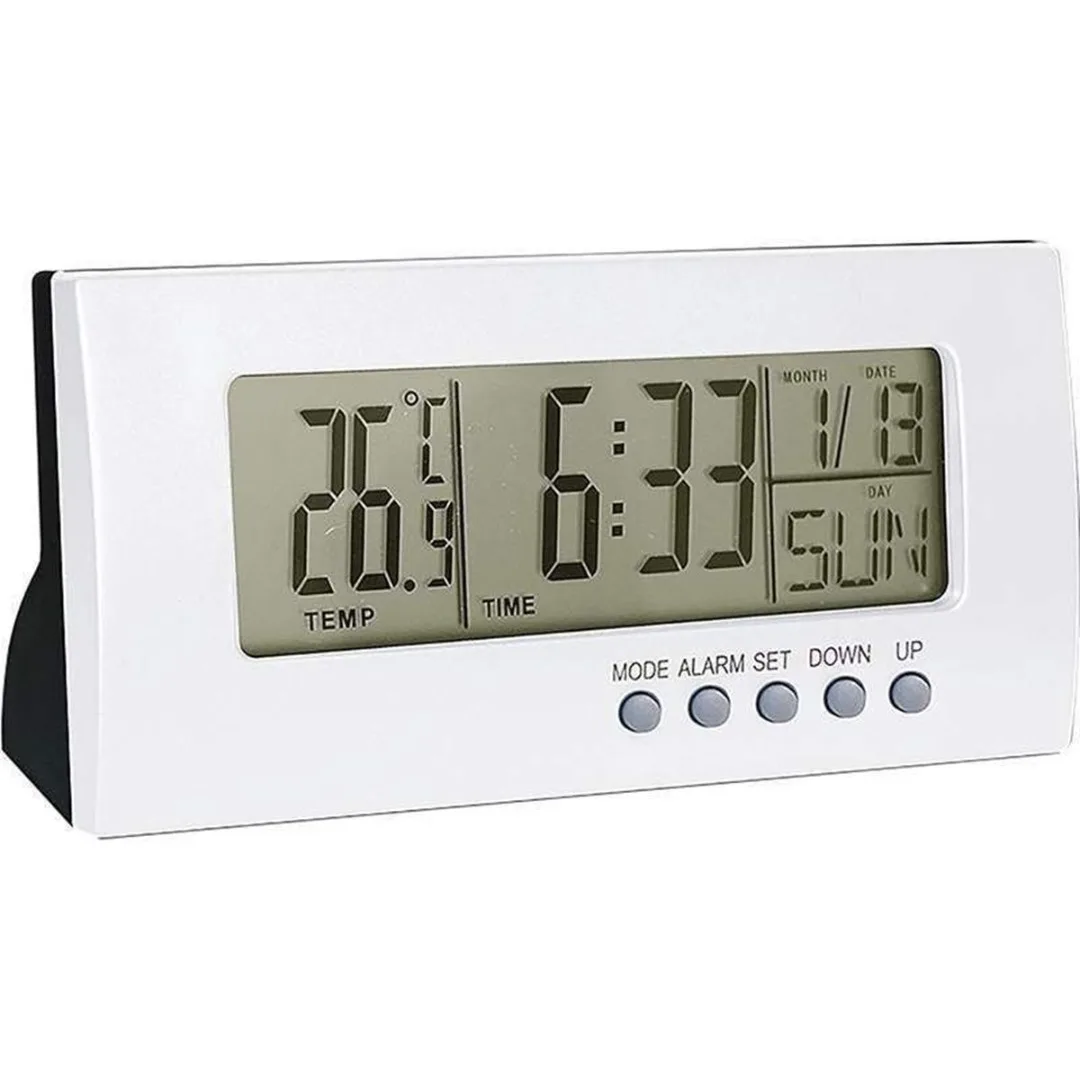 Modern Digital Battery LCD Display Calendar Snooze Thermometer Alarm Clock New