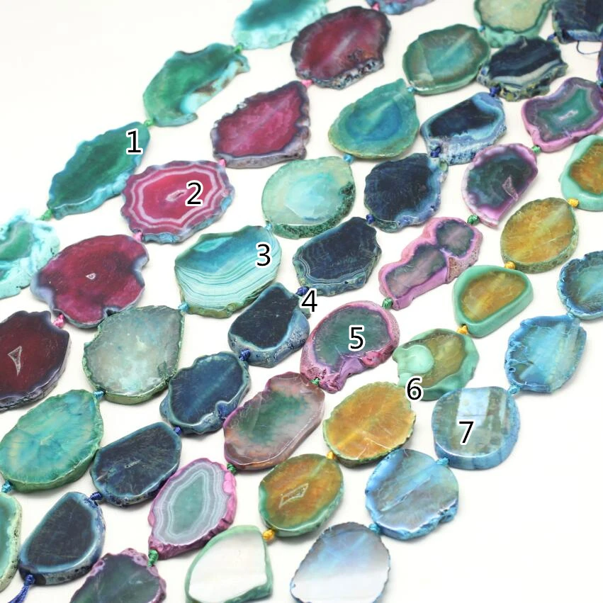 

7 Color choice,Full strand 40-50mm Large Natural Dragon Veins Achate Freeform Slab Loose Beads Pendants,Raw Achate Drilled Beads