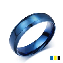6MM Size 4-14 Titanium Steel Ring For Women Men Trendy Wedding Bands Black/Blue/Gold Color Finger Rings Stainless Steel Jewelry
