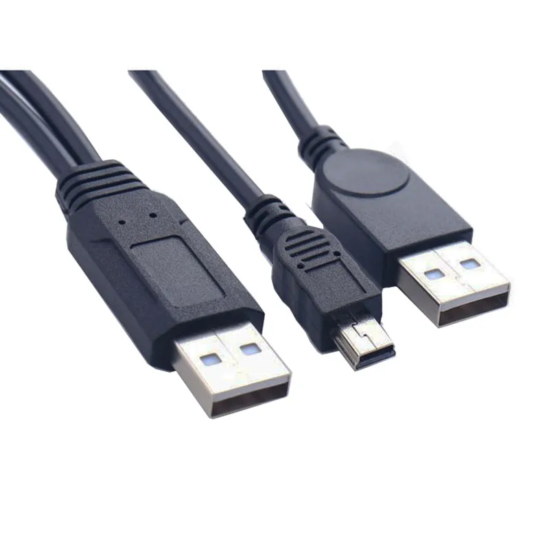

USB2.0 USB 2.0 double A Type 2A Male to Mini 5 Pin Male Y Cable 0.7m 70cm 2ft For 2.5" Mobile Hard Disk Drive HDD