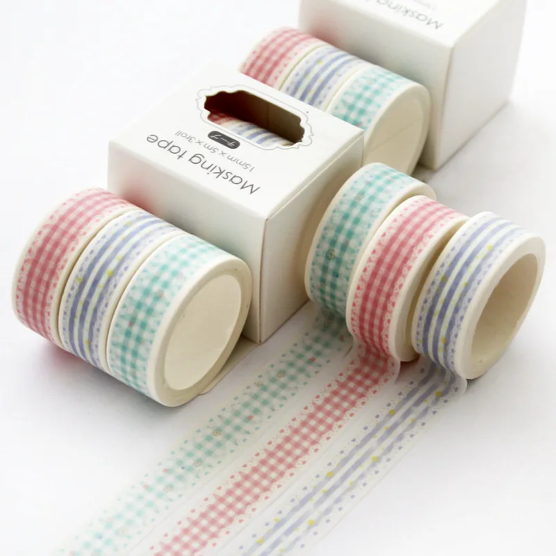 

3 pcs/pack Lace Grid Bullet Journal Washi Tape set Adhesive Tape DIY Scrapbooking Sticker Label Japanese Masking tape