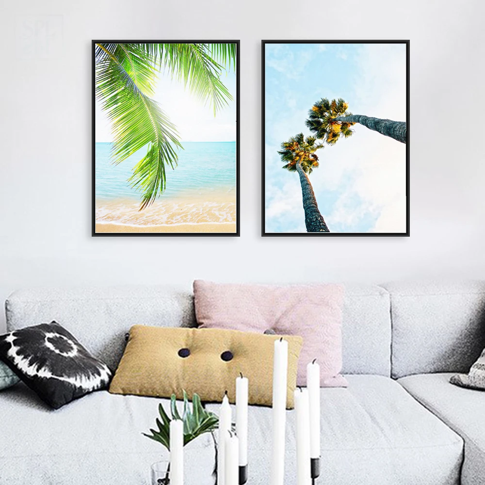 SPLSPL-N-rdico-Coqueiro-Seascape-Da-Lona-Pintura-Da-Arte-de-Impress-o-e-Poster-Wall