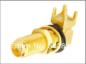 

50pcs/lot SMA female bulkhead with O-ring PCB mount Right Angle RF Coaxial Connector Adapter