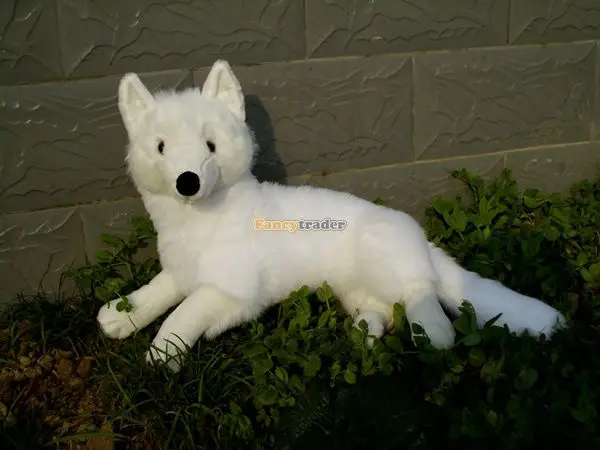 524 20 De Réductionfancytrader Article Chaud 22 55 Cm Géant Mignon Peluche Douce En Peluche Blanc émulational Renard Jouet Beau Cadeau