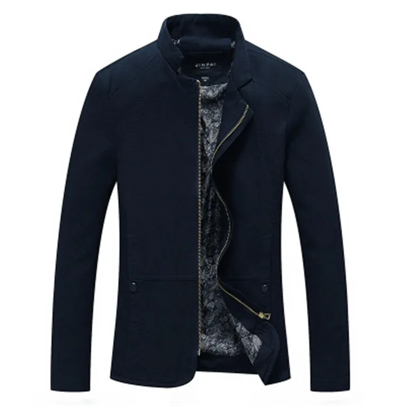 XingDeng весна осень модная мужская куртка повседневная приталенная однотонная верхняя одежда на молнии с воротником-стойкой Верхняя одежда - Цвет: Синий