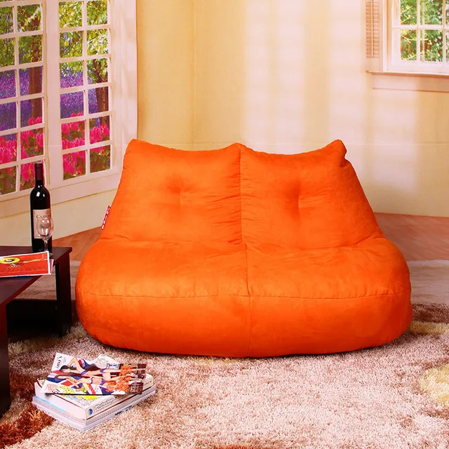 Free Shipping Orange Love Seat Beanbag Chair Modern Luxury Free Shipping Orange Love Seat Beanbag Chair Modern Luxury Suede Fabric Bean Bag
