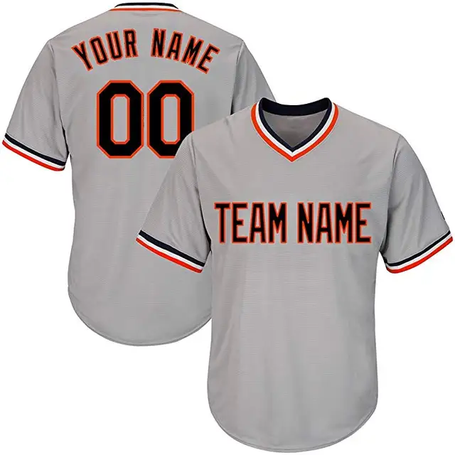 Custom V Neck Replica Stripe Baseball Jersey with Embroidered Any Team