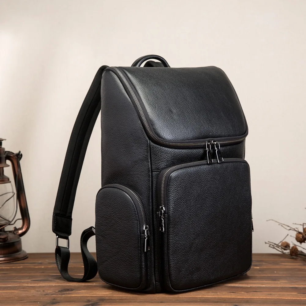 Quality Leather Heavy Duty Design Men Travel Casual Backpack Daypack