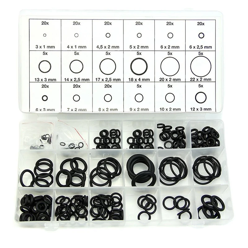 

225 x Rubber O Ring waterproof Washer Seals Assortment Car Assortment Different 18 Size With Plactic Box Kit