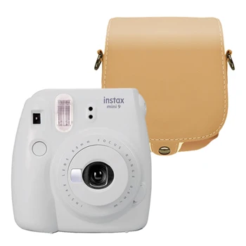 Fujifilm Instax Mini 9 мгновенный фото камера дымчатый белый+ карамельный чехол из искусственной кожи Сумка Чехол - Цвет: Smoky White