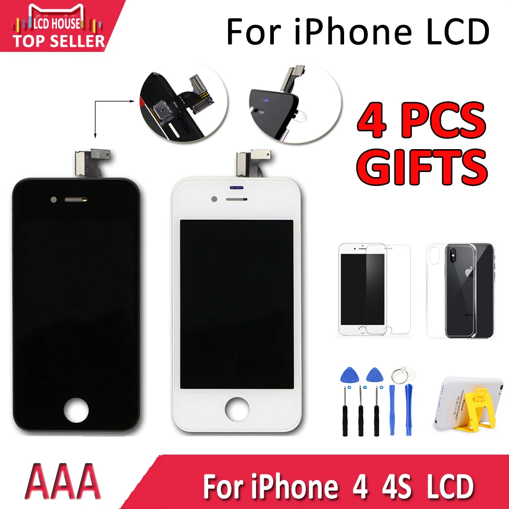Дисплей качества AAA для iPhone 4 ЖК кодирующий преобразователь сенсорного экрана в