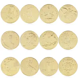 12 шт. Позолоченные двенадцать созвездие Памятная коллекция монет физический