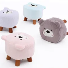 Solid wood Cartoon Creative Fabric Children's tea table stool Household Sofa Shoes stool