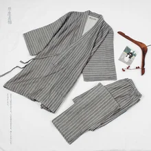 Кимоно пижамы для мужчин хлопчатобумажные тканые пижамы для сна мужские пижамы для сна комплект кимоно