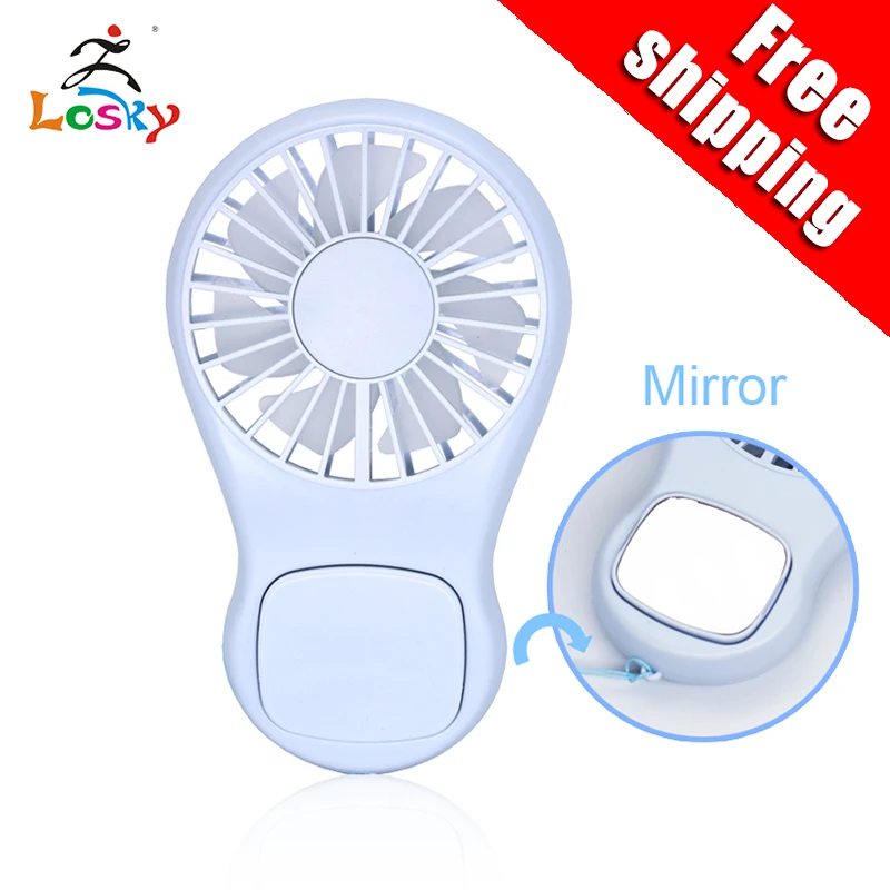 

2019 cute baby led handheld usb mini fan with mirror promotion products presonal necklack fan
