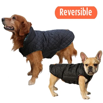 

Reversible Waterproof Medium Large Big Dog Clothes Winter Coat Jacket Warm Plaid Vest Labrador French Bulldog Boxer Dog Apparel