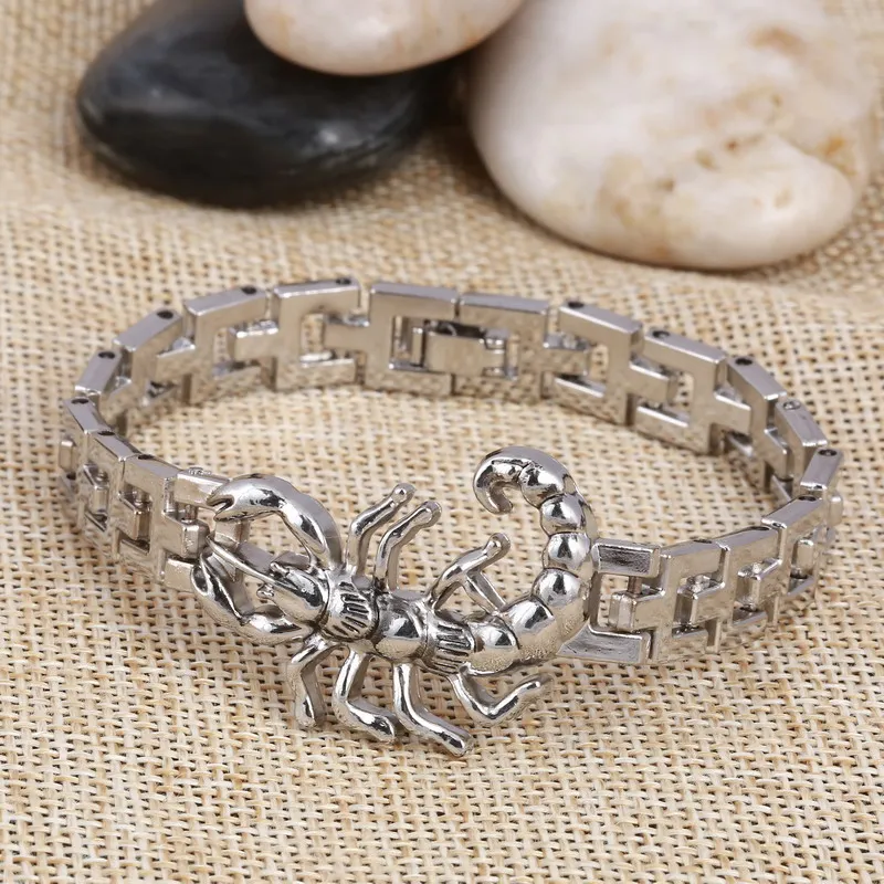 

20CM Chunky Statement Jewelry Pirate Scorpion Bracelets Bangles Animal Men Bracelet Link & Chain Bijoux