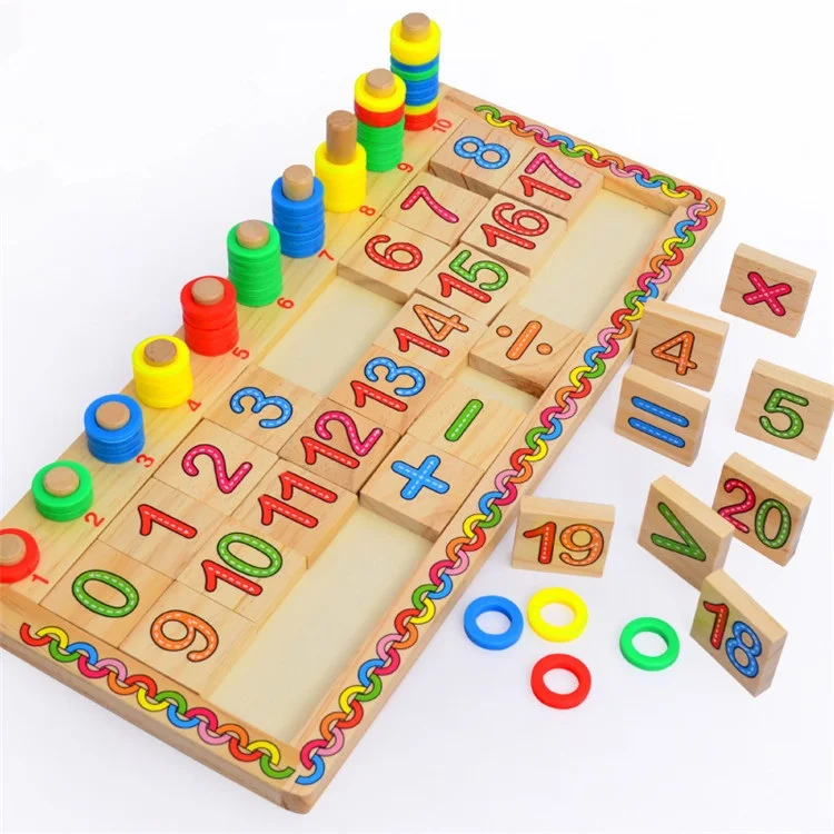 

Montessori materials educational Dominoes Children Preschool Teaching Counting Stacking Board Wooden Math Toy W123