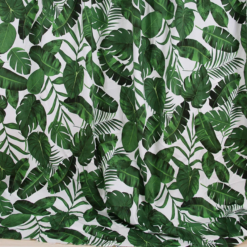 

banana tree palm leaf printed fabric,high quality stretch cotton twill fabric for dress curtains patchwork DIY tablecloth tissus