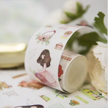 

The daily life of Fashion girls and flowers 50 mm*5 m masking washi tape Decoration DIY Planner Scrapbook stationery supplies