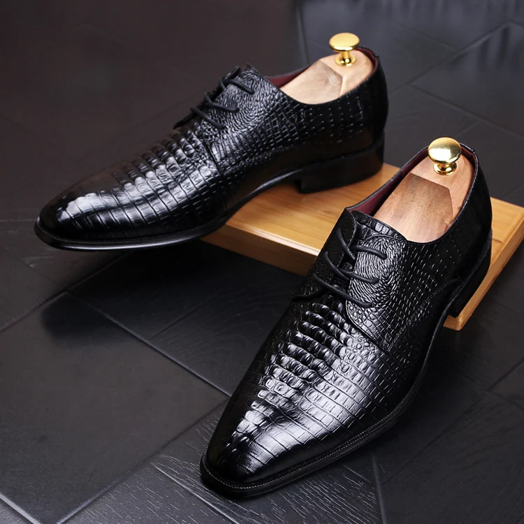 

mens casual office party nightclub dresses breathable soft leather shoes crocodile grain oxfords shoe point toe teenage zapatos