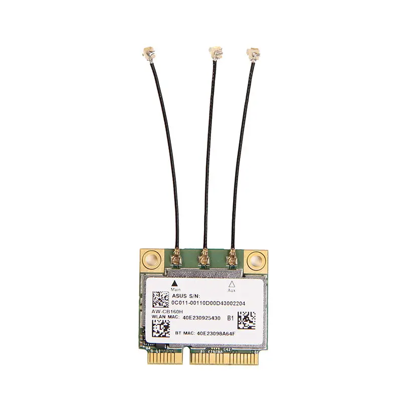 Комплект антенн IPEX в MHF4 + мини карта PCI E Wlan 1300 Мбит/с с поддержкой Wi Fi 11ac/abgn Bluetooth 4 0