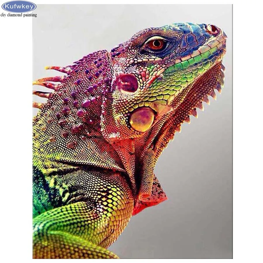 

5D DIY Diamond Painting Colorful lizard Full Square/Round Drills 3D Embroidery beaded crystal Cross Stitch mosaic decor home