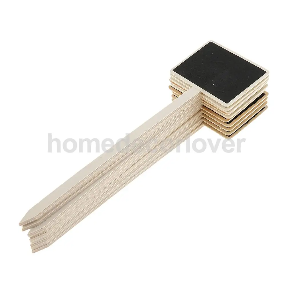 20pcs Wooden Black Board Party Message Note Chalkboard Planter Stick Tags
