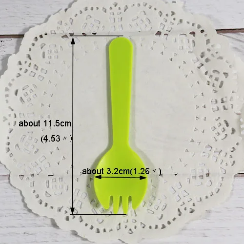 12 шт., пластиковая ложка конфетного цвета для мороженого, одноразовые вилки, ложка для торта, сервировка десерта, инструмент, вечерние, рождественские, свадебные украшения - Цвет: 12pcs green