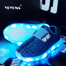 Eur25-37//usb de charge respirant enfants panier led sneakers shoes enfants avec éclairé lumineux shoes pour filles et garçons