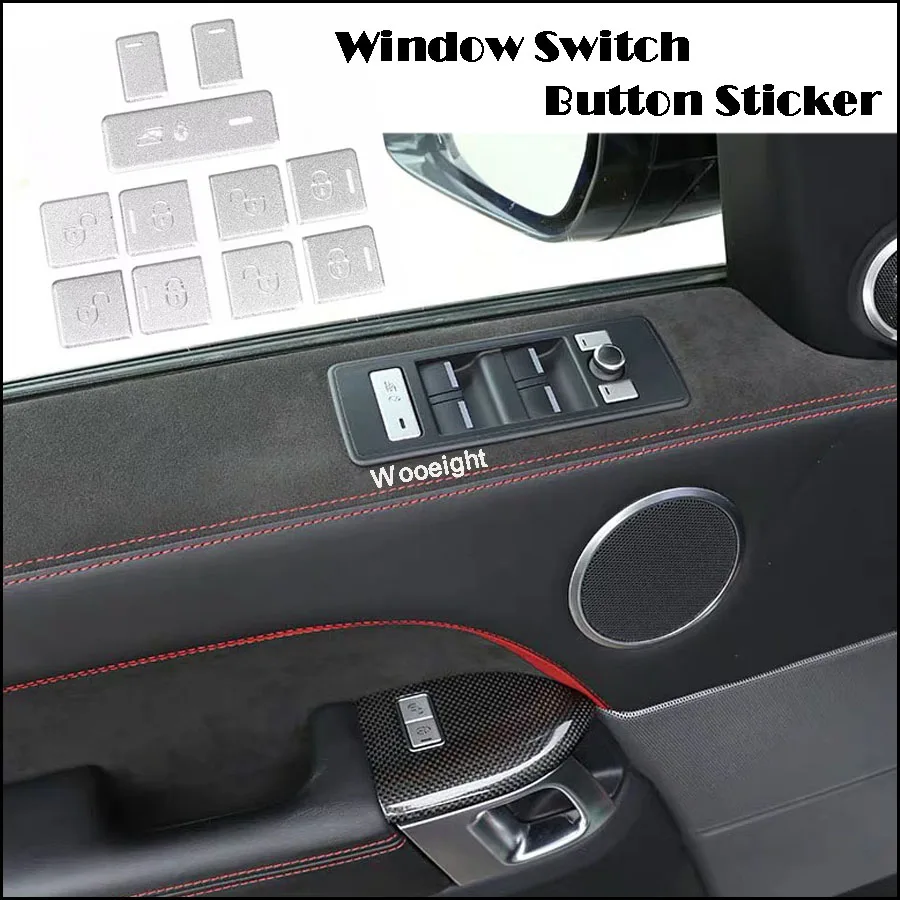 Wooeight Aluminium Alloy Door Window Switch Control Button Stickers Cover Decoration For Land Rover Range Rover Sport 2014-2017 (3)