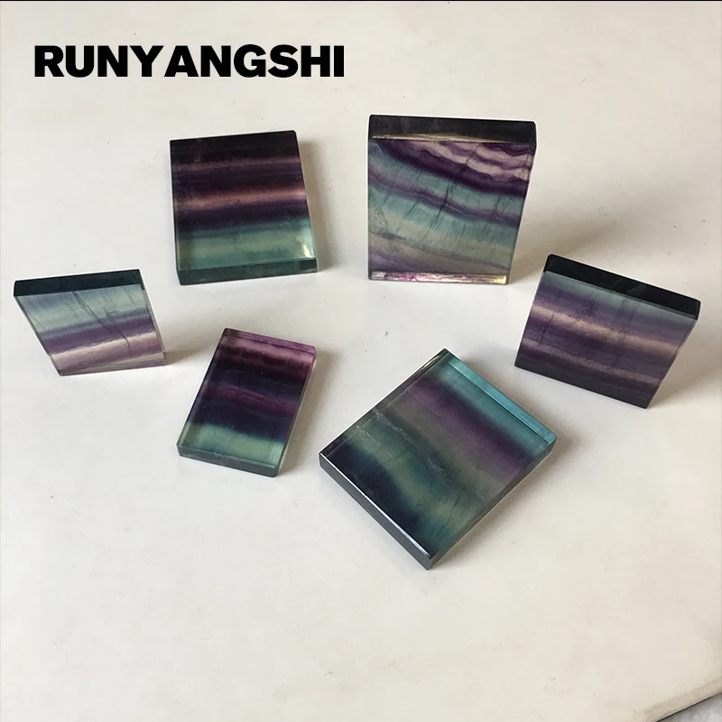

Colorful Fluorite Natural Stone Cuboid Melting Refining Stone and Mineral Wholesale Factory Stone Drop Shipping Runyangshi BQ04