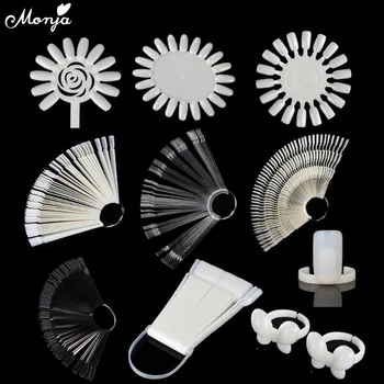 

Monja Nail Art Fan Shaped Gel Polish Coloring Showing Shelf Foldable Card Board Set Image Practice Trainning Display Palette