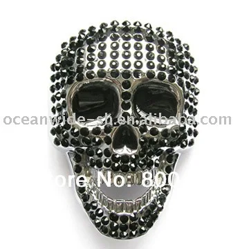 

Belt Buckle (RHINESTONES SKULLS BLACK) BUCKLE-SK021BK Free Shipping