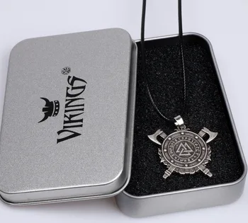 

Norse Vikings Odin's Axe Necklace Runes Valknut Amulet Warrior Shield Pendant Gift Women