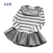 Г. Детские платья для девочек; осенние детские платья в полоску с круглым вырезом и грибным вырезом; детское бальное платье в консервативном стиле