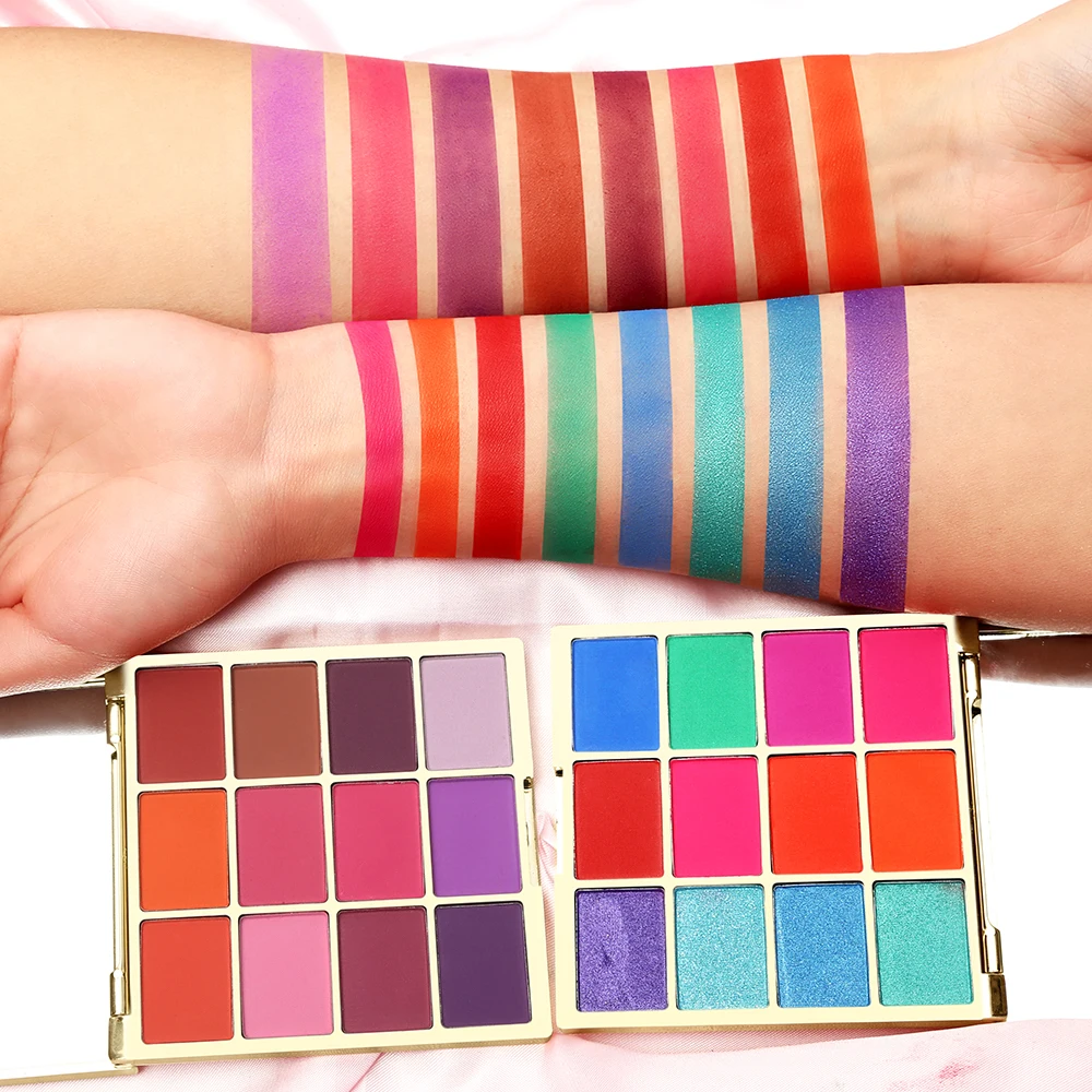 Glitter Eyeshadow 12 Colors Pigment Quicksand Eye Shadow Palette Waterproof Easy to Wear Shimmer Make up Private Label Cosmetics