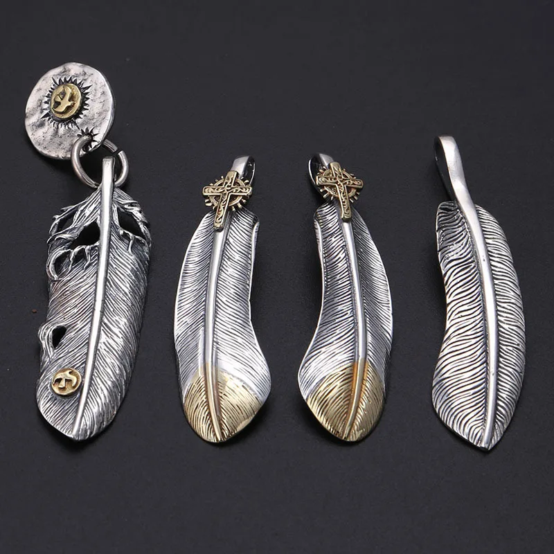 

2019 Real Choker Necklace Asg Wholesale S925 Pure Feather Han Edition Thai Eagle Listed Pendant Leaves Fall For Men And Women