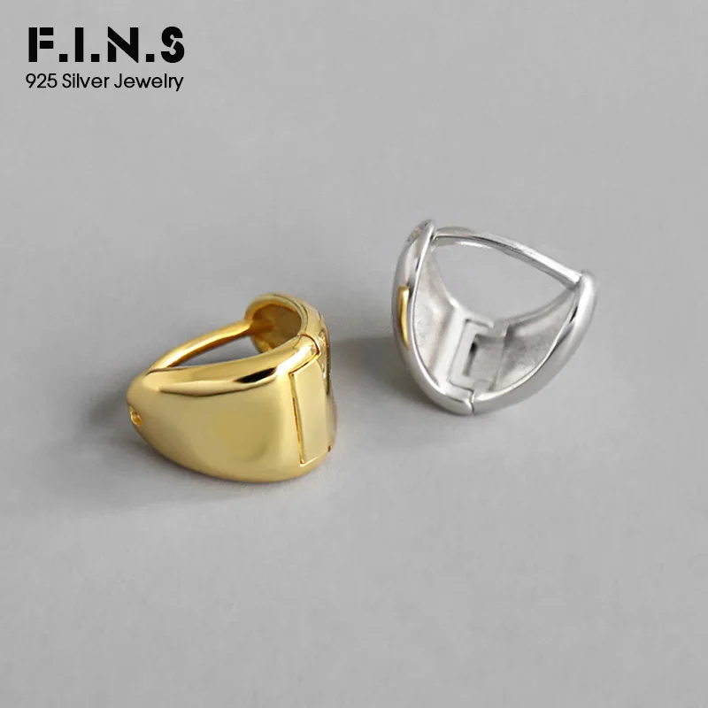 F.I.N.S корейские серьги из стерлингового серебра S925, минималистичные геометрические женские серьги, двухцветные маленькие серьги-гвоздики для женщин