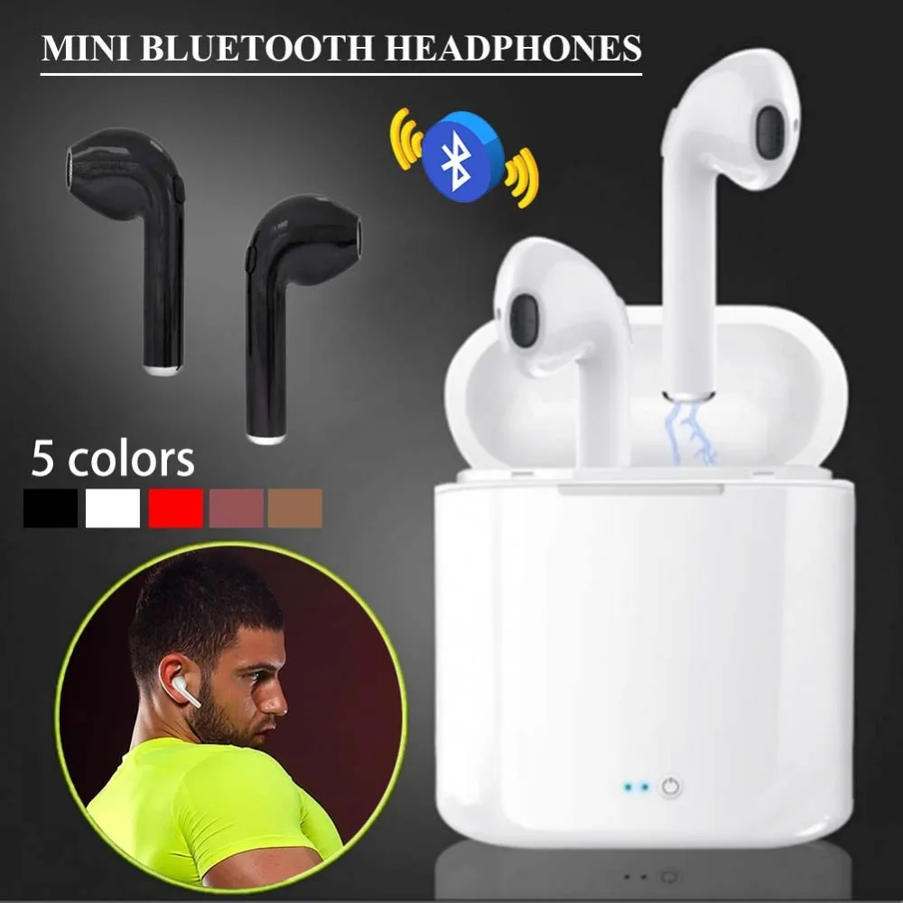 

i7 i7s TWS Mini Wireless Bluetooth Earphone Dual Stereo Earbud headphones Headset With Charging Box Mic For All Smart phone