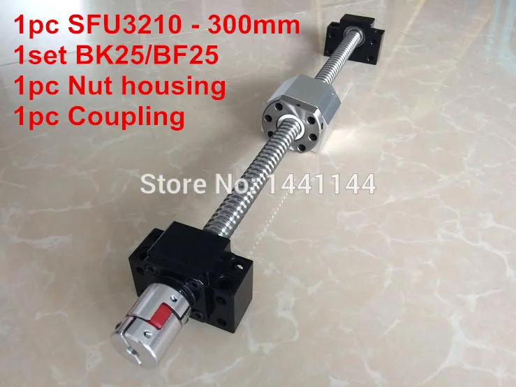 

SFU3210- 300mm ball screw with ball nut + BK25/ BF25 Support +3210 Nut housing + 20*14mm Coupling